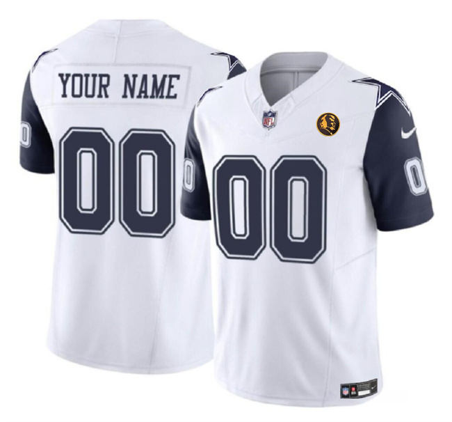 Men's Dallas Cowboys Active Player Custom White 2023 F.U.S.E. With John Madden Patch Vapor Limited Football Stitched Jersey